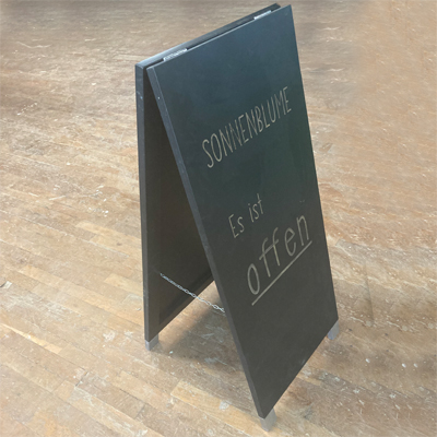 Kundenstopper Aufsteller DIN A0 Sonnenblume mit gefräster Schrift